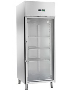 Armadio Refrigerato Ventilato Inox GN2/1 Porta a Vetro 650 LT
