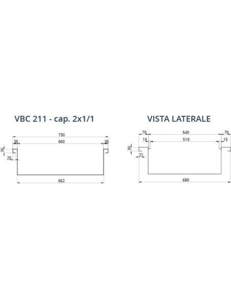 Vasca da Incasso Sistema Bagnomaria per 2 GN 1-1- VBC211