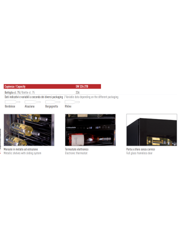 Frigo per Vino 2 Porte Vetro 2 Zone Temperatura - SW2242TB