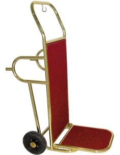 Carrello Portavalige in Acciaio Ottonato Moquette Rossa PV2002
