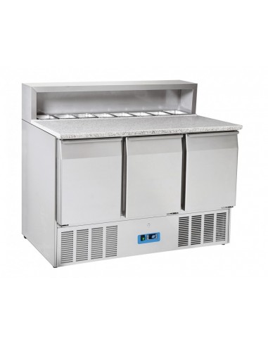 Saladette Refrigerata Inox - Top Granito - Capacità 8 GN 1/6 - CRP93A