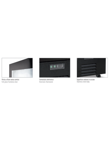 Vetrina Congelatore Gelateria Nera 2 Porte Vetro - VICTORIA132NFNBLK