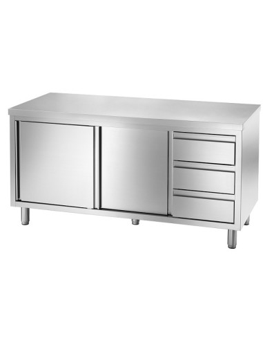 Tavolo Armadiato Inox Cassetti Dim:160x60x85h - TDC166DVT