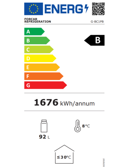 Frigorifero Bibite Nero 1 Porta a Vetro Battente Altezza 92cm