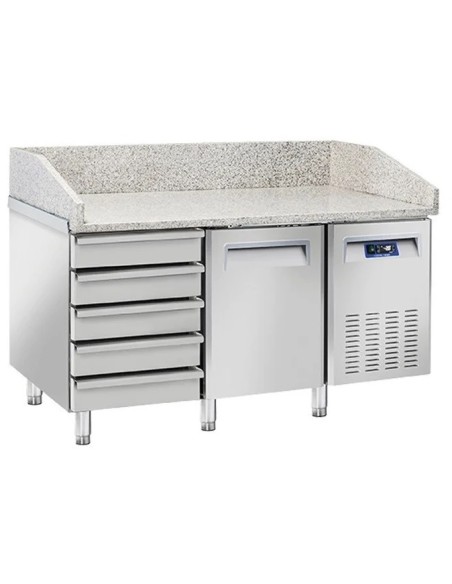 Banco Refrigerato Pizza Cassetti e Porta Piano in Granito - QZ16