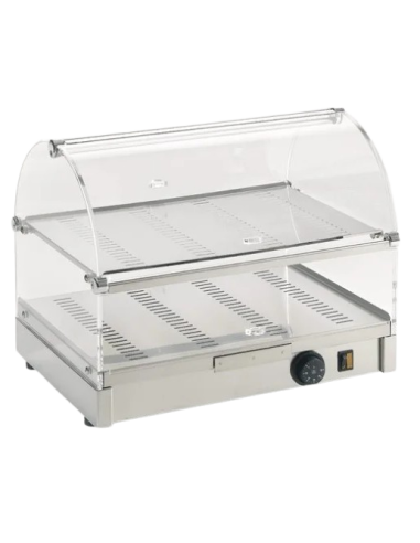 Vetrina Riscaldata da Banco 2 Ripiani e Ante Rotonde - VEC520RINOX