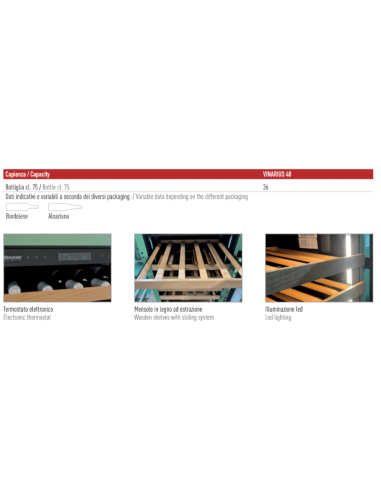 Cantinetta Vino Grigia Mensole Legno Porta Vetro - VINARIUS40GRY