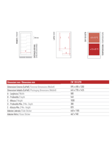Cantinetta Vino Ventilata Doppia Temperatura - CW120G2TB
