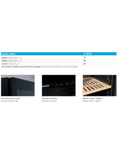 Frigorifero Vetrina Vino e Bevande Verticale CV180BEV Nero Ventilato