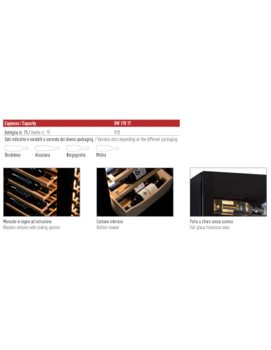 Frigo Vino Mono Temperatura Porta Vetro - DW1701T