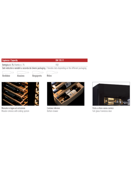 Frigo Vino Mono Temperatura Porta Vetro - DW1701T