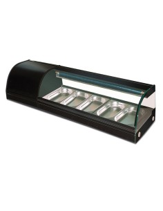 Vetrina Sushi Nera Vetro Curvo per 5 GN 1/3 Incluse