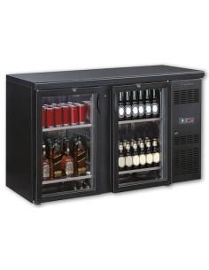 Frigorifero Orizzontale Bevande Retro Banco Nero 2 Porte Vetro