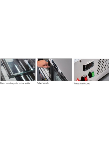 Vetrina Refrigerata Sopra Banco - 2 Mensole in Vetro - DLX90