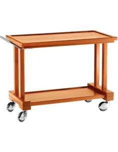 Carrello di Servizio in Legno Massello Noce 2 Ripiani - LP800