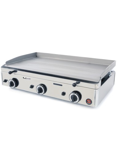 Fry Top a Gas 3 Bruciatori Piano Liscio Superficie Piastra 783x395 mm