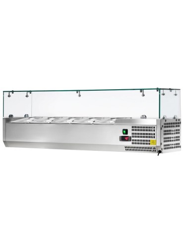 Vetrina Refrigerata Porta Ingredienti con Vetro Capacità 5 GN 1/4