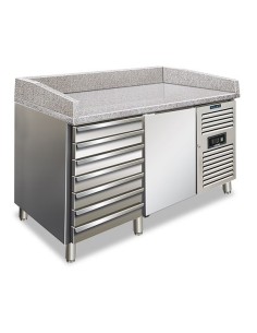 Banco Pizza Ventilato Cassetti e Piano Lavoro in Granito - PZF01C