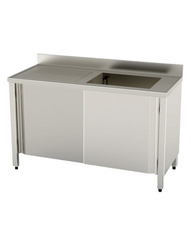 Lavello Acciaio Inox Armadiato Ante Scorrevoli cm 100x70x90 h