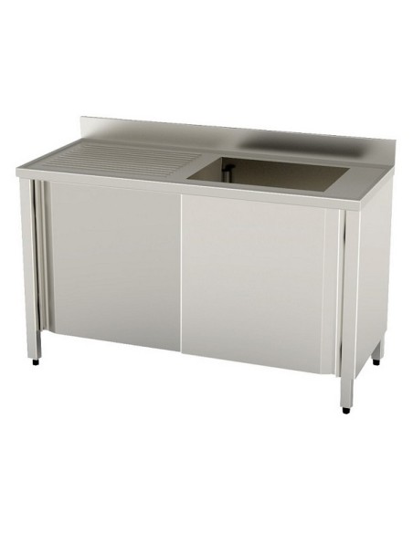 Lavello Acciaio Inox Armadiato Ante Scorrevoli cm 100x70x90 h