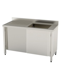 Lavello Inox Armadiato Ante Scorrevoli Gocciolatoio - LASE1VG12/6