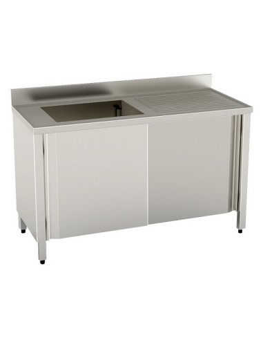 Lavello Inox Armadiato Ante Scorrevoli Gocciolatoio - LASE1VG12/6