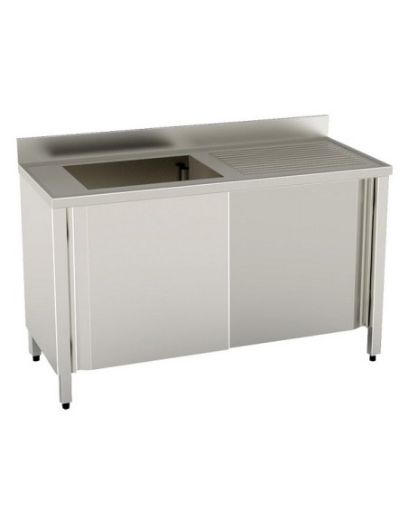 Lavello Inox Armadiato Ante Scorrevoli Gocciolatoio - LASE1VG12/6