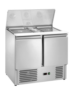 Saladette Refrigerata Statica 2 Porte per Bacinelle GN H15 cm - AK940
