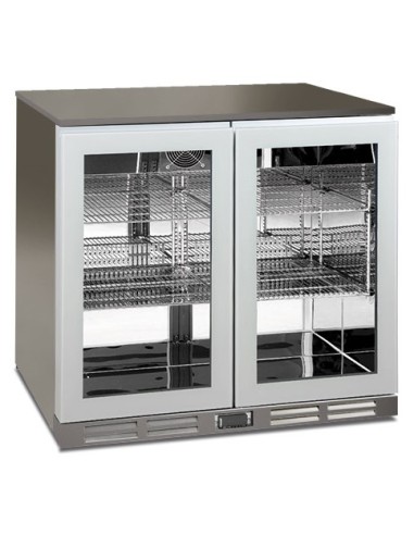 Frigorifero Bevande Acciaio Retro Banco 2 Porte Battenti Colore Inox