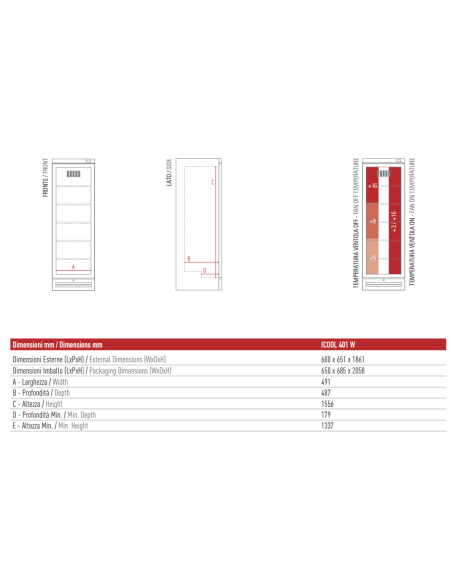 Frigorifero Verticale Vino Porta Vetro Doppia Temperatura - ICOOL401W
