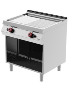 Fry top a Gas Piastra Doppia Liscia-Rigata con vano a giorno - FTG72MF