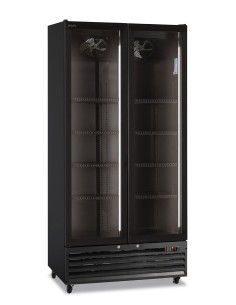 Frigorifero Bevande Nero ICOOL80BLK Ventilato 2 Porte Vetro Battenti