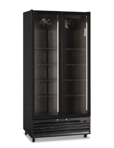 Frigorifero Bevande Nero ICOOL80BLK Ventilato 2 Porte Vetro Battenti