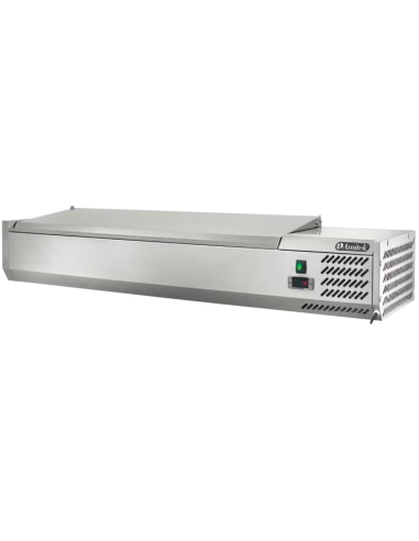 Vetrina Refrigerata Ingredienti Copertura con Coperchio Inox 5GN 1/4