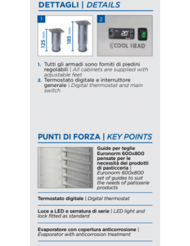 Armadio Frigo Pasticceria Ventilato per Teglie 60x40 - PA800TN