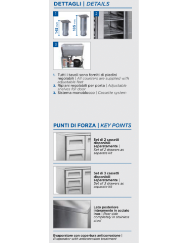 Banco Refrigerato Acciaio Ventilato GN 1/1 - 2 Porte - QR2100