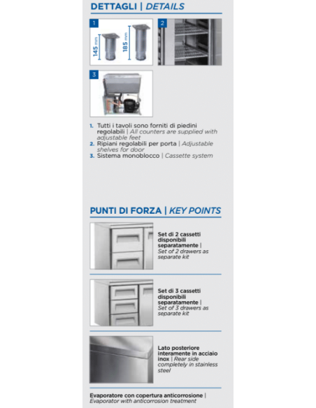 Banco Refrigerato Acciaio Ventilato GN 1/1 - 2 Porte - QR2100