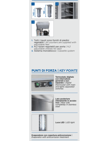 Banco Refrigerato Acciaio GN 2 Porte Vetro - QRG2100