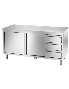 Tavolo Armadiato Inox con Cassettiera Dimensione 150x70x85h cm