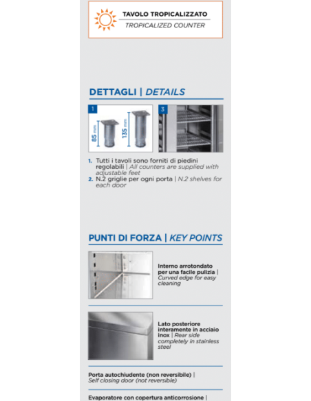 Banco Refrigerato Congelatore Acciaio Inox GN 2 Porte - QN2100