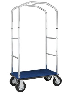 Carrello Portavaligie in Acciaio Cromato Base Moquette Blu - PV4056