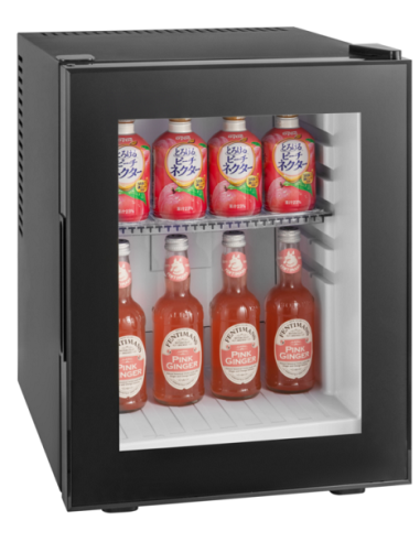 Minibar Nero Sistema Peltier E30VN Porta a Vetro Capacità 30 Lt