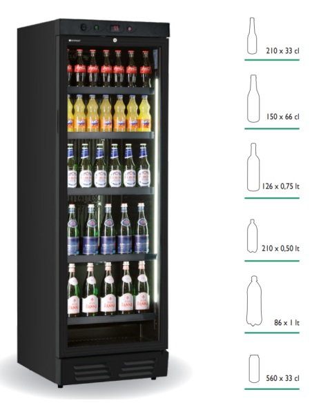 Frigorifero Bevande Nero 390 lt Termostato Elettronico - EKG390 VG BLK