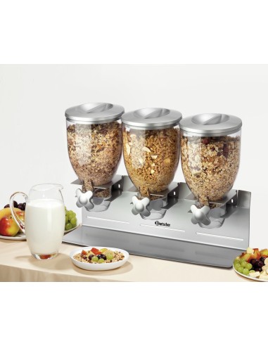 Dispenser per Cereali 3 Contenitori Trasparenti - Cod.500379