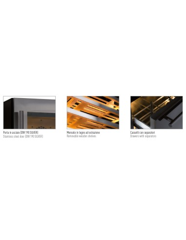 Frigo Vino Ventilato Nero con Cassetti Doppia Temperatura - DW190Black