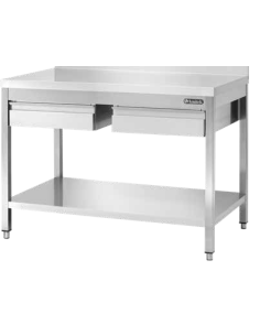 Tavolo a Giorno Inox con 2 Cassetti cm 120x70x85 - TDB127 VT