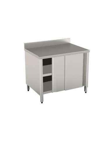 Tavolo Armadiato Inox Ante Scorrevoli cm 130x60x90h - TASE13/6