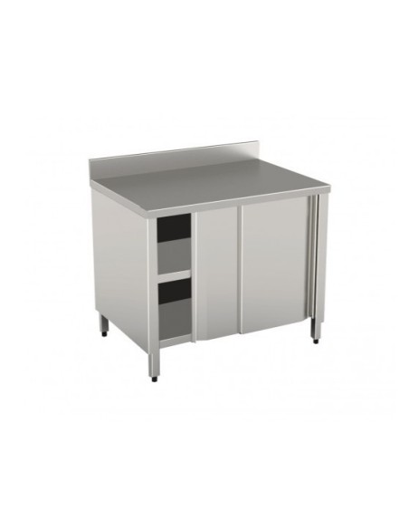 Tavolo Armadiato Inox Ante Scorrevoli cm 130x60x90h - TASE13/6