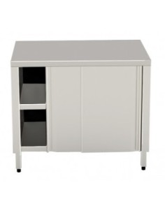 Tavolo Armadiato Inox Ante Scorrevoli Dim: 130x60x90h - TASE13/6