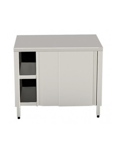 Tavolo Armadiato Inox Ante Scorrevoli Dim: 130x60x90h - TASE13/6